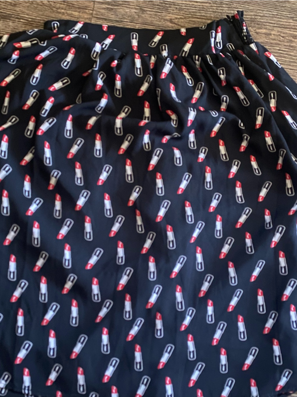 Women's Black Skirt with Red Lipstick Print
